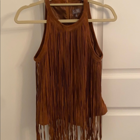 Neiman Marcus suede fringe shirt- NEVER WORN - Picture 1 of 5